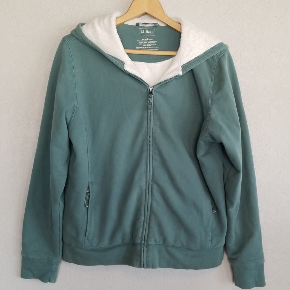 L.L. Bean Fleece Lined Zip Up Hoodie, Large